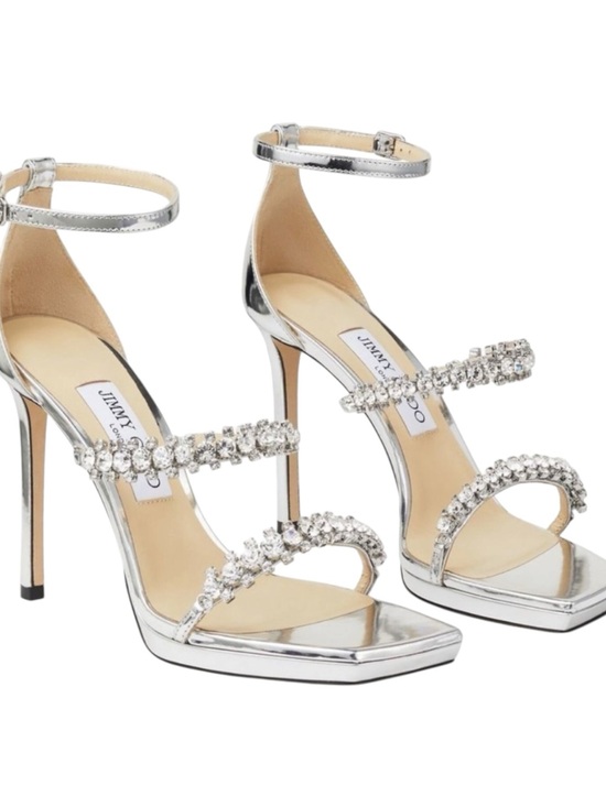 Jimmy Choo Shoes - Jimmy Choo Bing Rhinestone Sandal 105mm Zox 231 Silver 39 Dust bags NIB $1295